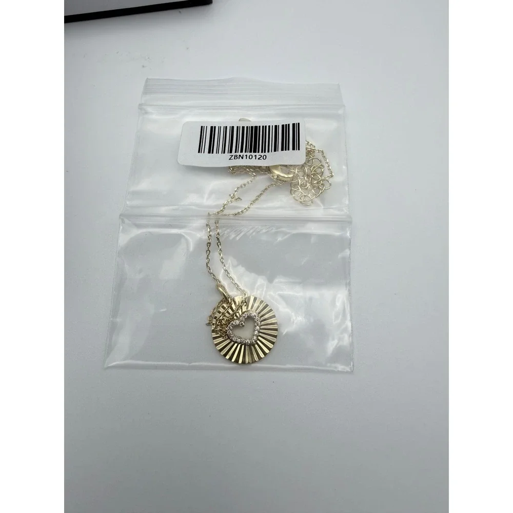Tocara Gold Tone Sunburst Medallion Pave Crystal Heart Kim Necklace